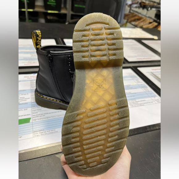 Doc Martens 1460J Combat Boots Youth Size 2 Lace Up Side Zip Black - Picture 3 of 7